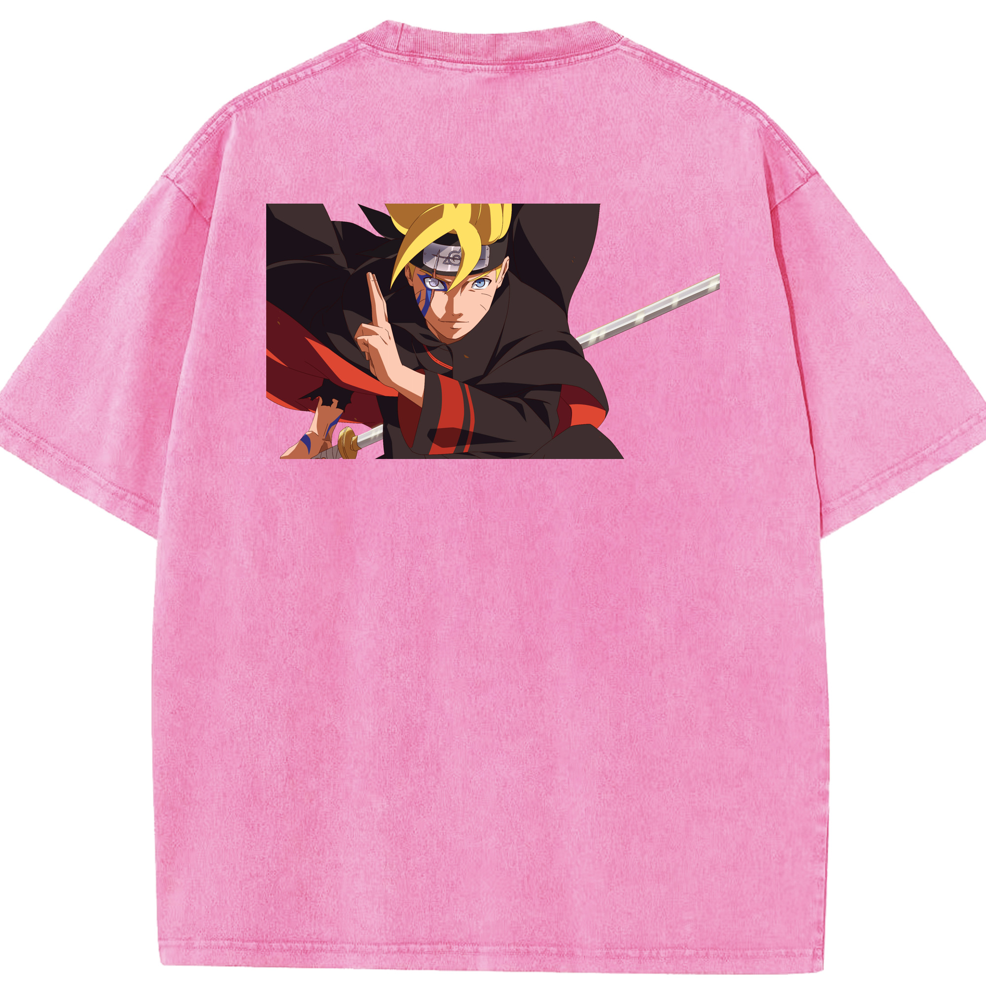 （画像用） NARUTO -ナルト- うずまき ボルト Uzumaki Boruto 綿100% ヴィンテージ風 半袖Tシャツ（背面プリント）